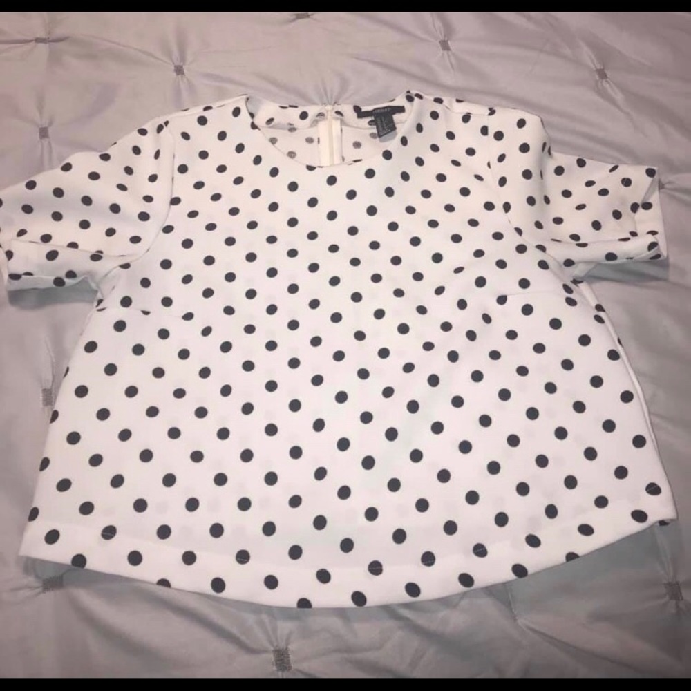 Cropped white/black polka dot top